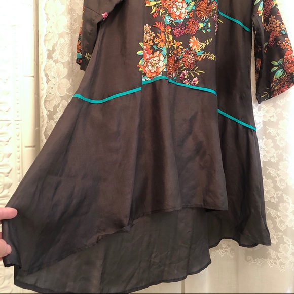 JOHNNY WAS * NWOT 100% Silk Asian/Kimono-Inspired Hi-Lo Dress Tunic - Picture 3 of 6